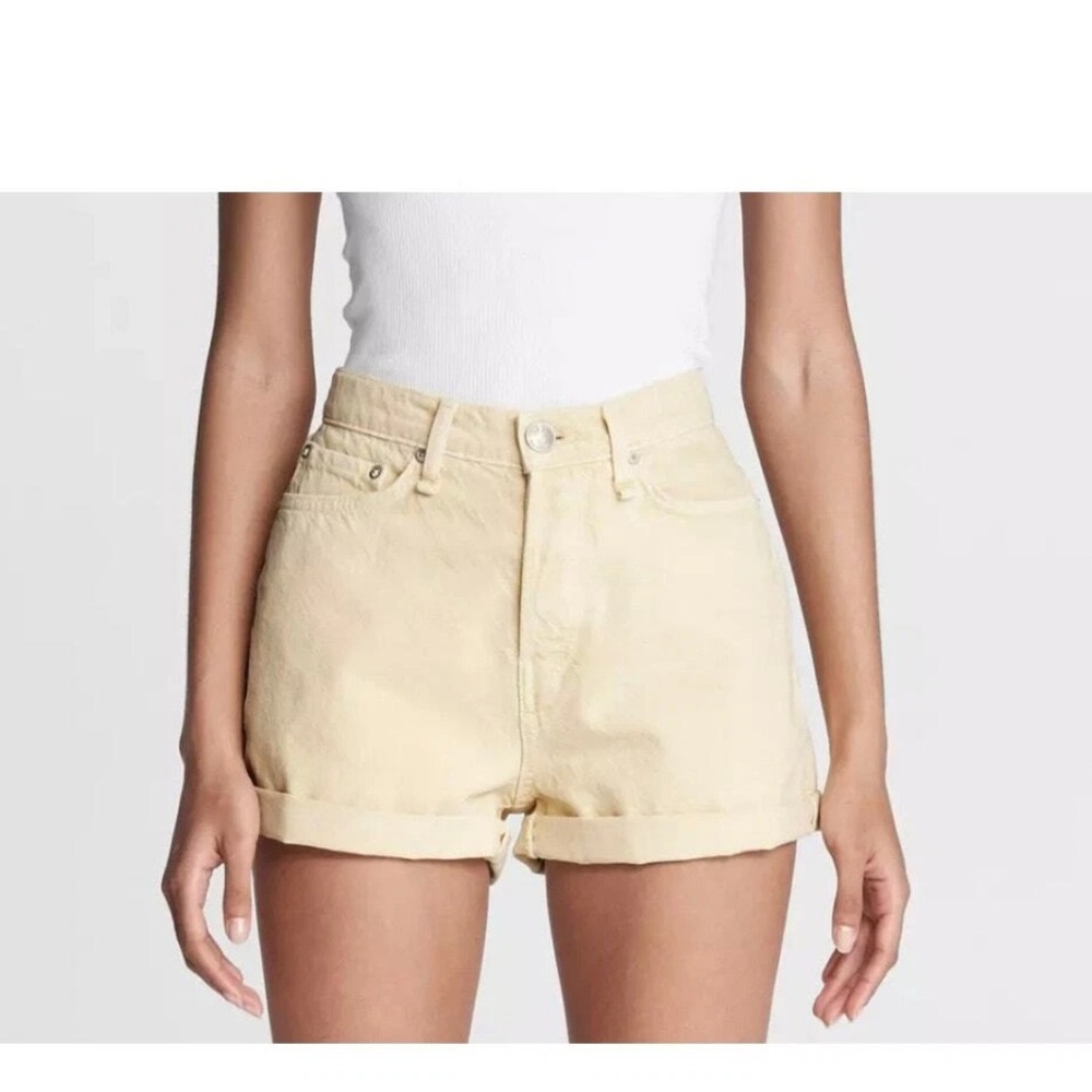 Rag & Bone Maya High Rise Shorts In Lemon Drop Butter Yellow Size: 26